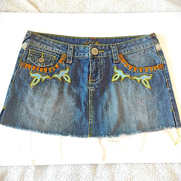 Yag Denim Cutoff Mini Skirt, Jean Skirt for Women or Juniors, Size Medium - Picture 1 of 6